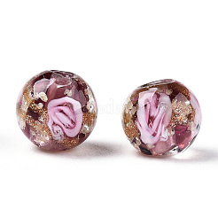 Светящиеся бусины лэмпворк из золота и песка ручной работы&nbsp;LAMP-T021-03N