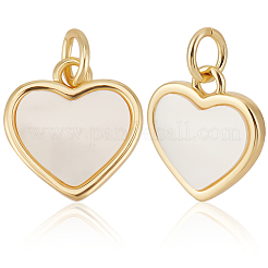 10 шт. подвески в форме сердца из натуральной белой ракушки из латуни&nbsp;KK-BBC0018-99