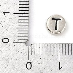 925 perle ronde plate en argent sterling avec lettres&nbsp;LS-STER-G044-01AS-T