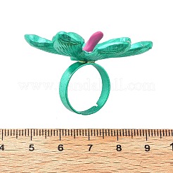 Bagues réglables en alliage avec motif de fleur pour femmes&nbsp;RJEW-B124-01D