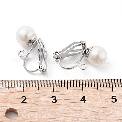 304 acciaio inossidabile clip-on orecchini con perline di plastica imitazione perla&nbsp;STAS-H216-03C-P