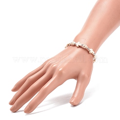 Synthetisches türkisfarbenes (gefärbtes) Stretch-Armband mit Kreuz und Totenkopfperlen&nbsp;BJEW-JB08449-01
