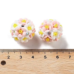 Бусины-цветы из светящейся полимерной глины со стразами RESI-C048-01D