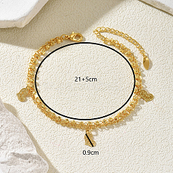 Cavigliere da donna in ottone a doppio strato con ciondolo a forma di cuore per vacanze al mare.&nbsp;MV7026