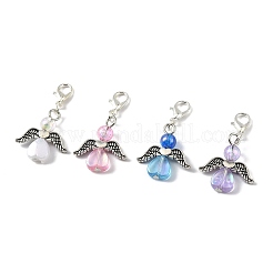 32шт 4-цветный ангел из прозрачного акрила с подвесными украшениями из сплава&nbsp;HJEW-FS00040-01