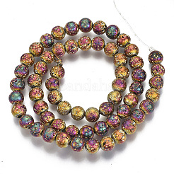 Fili di perle di roccia lavica naturale elettrodeposta&nbsp;G-S352-30B-M