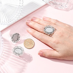 Старинные регулируемые железные компоненты цветок палец кольцо сеттинги ободок сплав кабошон&nbsp;PALLOY-O036-19AS