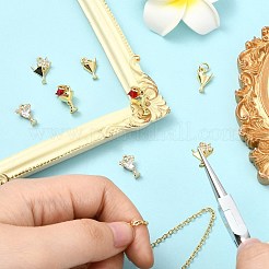 8 шт. 4 стиля латунных подвесок с микропаве из прозрачного кубического циркония&nbsp;KK-CJ0002-99