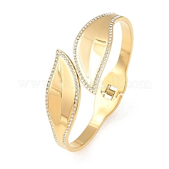 Brazaletes de acero inoxidable 304 con forma de hoja de cristal y rhinestone&nbsp;SA-CBA48C7-01G