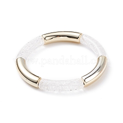 9 pièces 9 couleur bonbon couleur acrylique tube incurvé gros bracelets extensibles ensemble pour les femmes&nbsp;BJEW-JB08135