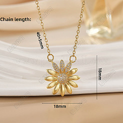 Collane con catena a cavo con ciondolo a forma di margherita in zirconia cubica trasparente micro pavé in ottone per donna&nbsp;WGE6F90-01