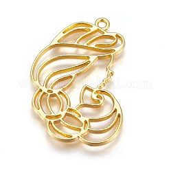 Colgantes de bisel de espalda abierta de aleación de zinc&nbsp;PALLOY-WH0039-06G-B