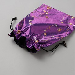 Льняные сумки для хранения цветов с вышивкой&nbsp;ABAG-WH0045-14C