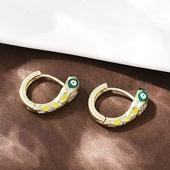 Créoles en laiton avec zircone cubique de micro pave&nbsp;EJEW-B146-02G