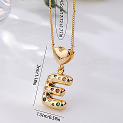 Colliers avec pendentif initial en forme de cœur en zircone cubique colorée en laiton pavé pour femmes&nbsp;WGF6021-08