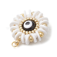 Круглые подвески из полимерной глины и стекла ручной работы с эффектом сглаза&nbsp;PALLOY-MZ00638-01