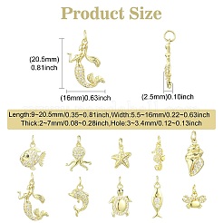 10 шт. 10 стиля латунные подвески с микропаве и кубическим цирконием&nbsp;KK-CJ0003-56