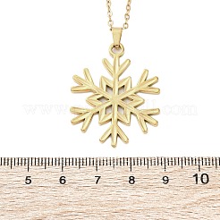 Schneeflocke 304 Edelstahl Anhänger Halsketten&nbsp;NJEW-M096-07G