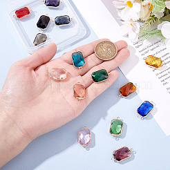 15 шт. 15-х цветные прямоугольные соединительные подвески из латуни и стекла&nbsp;KK-GA0001-72B