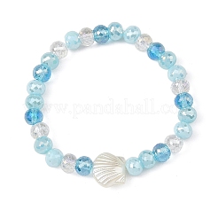 Braccialetti elasticizzati da donna in plastica ABS effetto conchiglia&nbsp;BJEW-JB14386-01