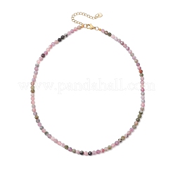 Ожерелья из граненых круглых бусин из натурального разноцветного турмалина диаметром 4.5 мм.&nbsp;NJEW-JN05900