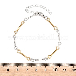 Zweifarbige Armbänder aus gedrehtem Seilgliederkettchen aus Edelstahl 304 für Damen&nbsp;BJEW-A160-09GP