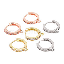 3 par de aros para pendientes de aro con micropavé de circonita cúbica de latón de 3 colores&nbsp;KK-TAD0001-37