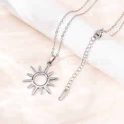 Collares con colgante de sol de acero inoxidable 304 y cadena de cable para hombres y mujeres&nbsp;NJEW-K308-04A-P