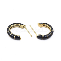 Boucles d'oreilles en forme de C en émail&nbsp;EJEW-N052-05E