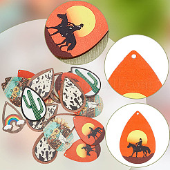 48 pièce 6 styles de grands pendentifs en bois de tremble imprimés sur une seule face&nbsp;WOOD-AR0001-36