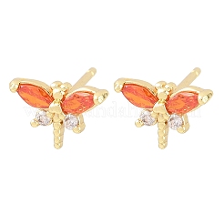 Aretes de latón con micro pavé de circonio cúbico para mujer&nbsp;KK-A305-08G