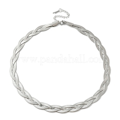 Не тускнеющая цепочка из нержавеющей стали 304 с тройным переплетением «елочка» для мужчин и женщин&nbsp;NJEW-H167-01P