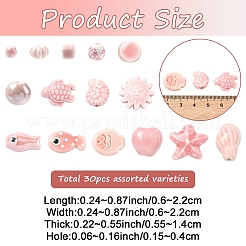 30 pièces 15 styles de perles en porcelaine faites à la main&nbsp;PORC-YW0001-74