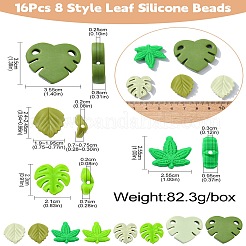 16 шт. 8 силиконовых бусины в виде листьев&nbsp;SIL-CJ0001-73