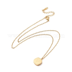 Collier pendentif carré avec lettre initiale v&nbsp;NJEW-A004-02G