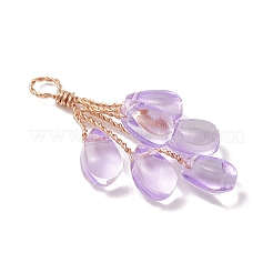 Светло-золотистые медные проволочные подвески из прозрачного стекла&nbsp;PALLOY-JF04865