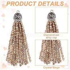 4 шт. подвески-кисточки из двухцветного стеклянного сплава&nbsp;FIND-GO0003-14