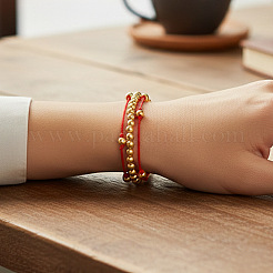 Регулируемые многорядные браслеты из круглых латунных бусин&nbsp;XW4169-2