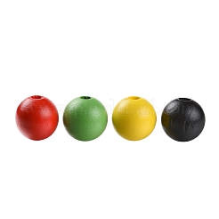 160 pièces 4 couleurs ghana jamaïque reggae perles rondes en bois naturel peint&nbsp;WOOD-LS0001-01R