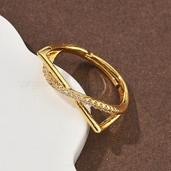 Латунные микро проложить пальцев кольца кубического циркония&nbsp;RJEW-H258-15G