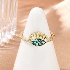 Открытые манжеты из латуни с микро-паве и цирконием для женщин&nbsp;RJEW-G343-29G-02