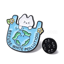 Spille smaltate con gatto bianco e terra&nbsp;JEWB-L024-02EB-01