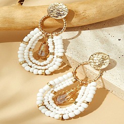 Серьги-гвоздики из сплава стеклянных бусин&nbsp;FS-WGE4D17-01