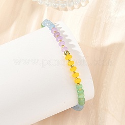 Bracelets extensibles en perles rondelles de jade blanc naturel teintées pour femmes&nbsp;BJEW-JB14235-02