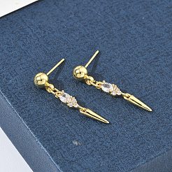Boucles d'oreilles pendantes en laiton avec micro pavé de zircons cubiques pour femmes&nbsp;EJEW-A167-29B-G