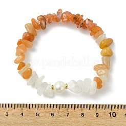 Elastische Armbänder aus Natursteinen und Süßwasserzuchtperlen für Damen&nbsp;BJEW-JB13761