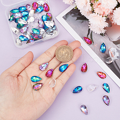 60шт 6 цвета стеклянные подвески со стразами&nbsp;EGLA-GA0001-10