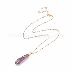 Collar con colgante de amatista natural de doble punta&nbsp;NJEW-JN03720-02