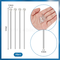 60 шт. 925 булавки с головкой из стерлингового серебра&nbsp;STER-PH0001-87