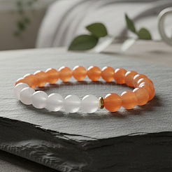 Натуральные белые нефритовые круглые эластичные браслеты из бусин для женщин и мужчин&nbsp;BA4782